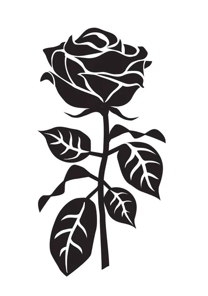 Rosensilhuett Begravningsceremoni Symbol Dekorativt Motiv Stiliserad Illustration Ros Tatuering Designelement — Stock vektor