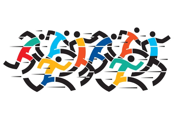 Coureurs Sportifs Jogging Marathon Illustration Groupe Coureurs Vecteur Disponible — Image vectorielle