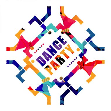 Dans partisi, anlamlı dekoratif sembol. Dansçılar topluluğunun ortasında yazıtlar..