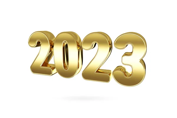 2023 Happy New Year Gold Metal Sign Realistic 2023 Signage — Stock Photo, Image