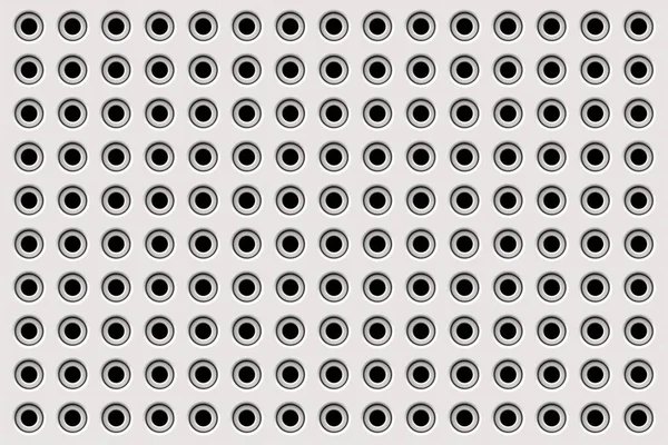 Tekstura Biały Metalowy Ruszt Ściana Biały Plastikowy Powierzchnia Okrągły Otwór — Zdjęcie stockowe
