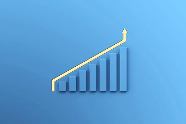 Бізнес Синій Граф Стрілкою Торгова Стрілка Обмінна Цінова Діаграма Зростання — стокове фото