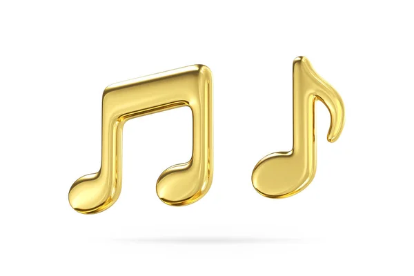 Gold Note Icon Volumetric Music Tone Symbol Song Compositions Sonatas — Stock Photo, Image