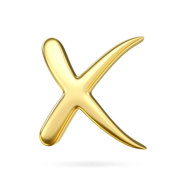 Goldmetallkreuzsymbol Markieren Sie Symbole Zeichen Häkchen Zeichen Goldene Farbe Negativ — Stockfoto
