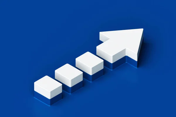 Flecha Isométrica Blanca Fragmentada Sobre Fondo Azul Asociación Trabajo Equipo — Foto de Stock