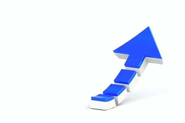 Escalera Azul Con Flecha Curva Aislada Sobre Fondo Blanco Asociación — Foto de Stock