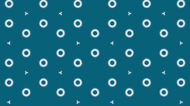 Beyaz geometrik çiçek desenli mavi arka plan kusursuz döngü animasyonu. Bu karmaşık tasarım tekstil, duvar kağıtları veya dekoratif arkaplan için idealdir.