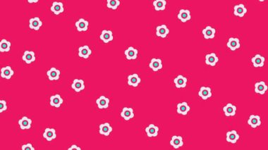 Pembe arka planda beyaz ve mavi çiçekli kusursuz çiçek deseni, arka plan, sunumlar veya tekstil tasarımı için idealdir.