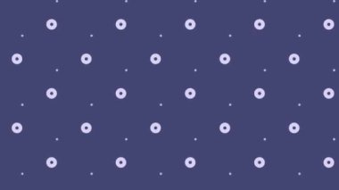 Mor zemin üzerinde genişleyen ve büzüşen beyaz dairelerin kusursuz döngü animasyonu, arkaplan, sunumlar veya tekstil tasarımı için ideal