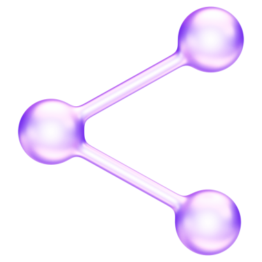 Mor cam morfizm, bilim ve teknolojide kimyasal bağlantıları sembolize eden, sosyal medya ağı, moleküler yapı, ikon bağlantı sembolünü paylaşıyor, 3d renderin