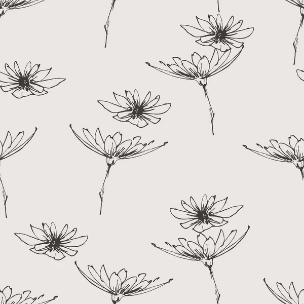 Floral Μοτίβο Σχέδια Χέρι Graphic Χρυσάνθεμο — Διανυσματικό Αρχείο