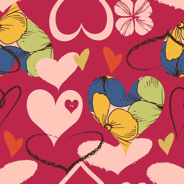 Herznahtloses Muster Valentinstag Design Trendigen Farben lizenzfreie Stockillustrationen