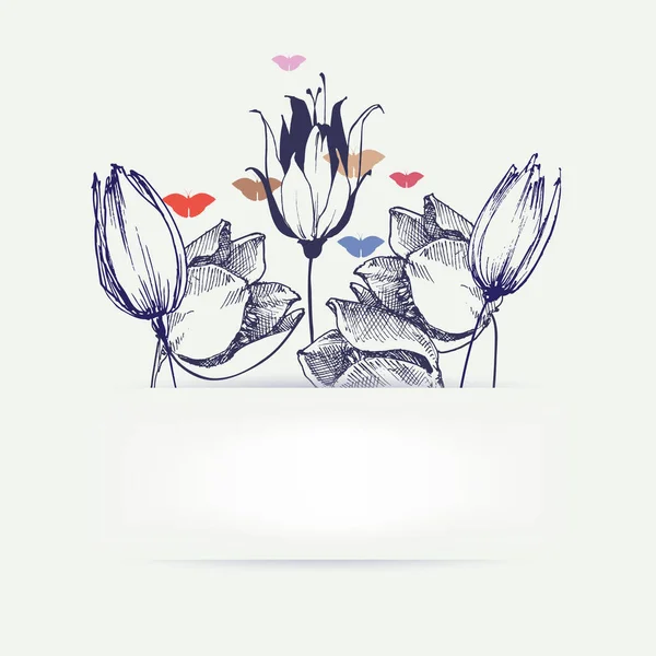 Bannière Papier Blanc Floral Espace Pour Texte — Image vectorielle