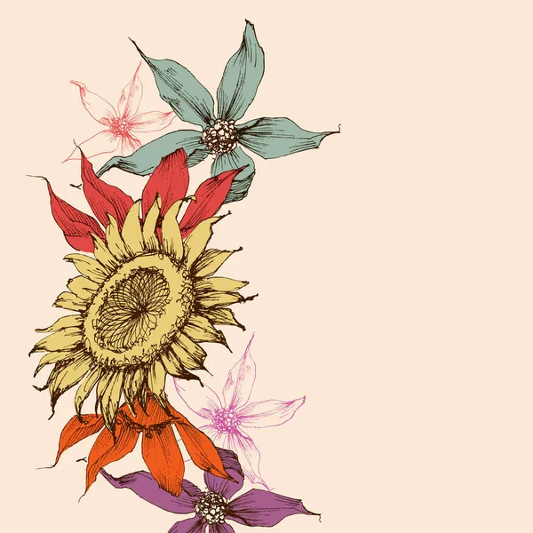 花の装飾 美しい手描きの花の装飾のためのお祭りイベント — ストックベクタ