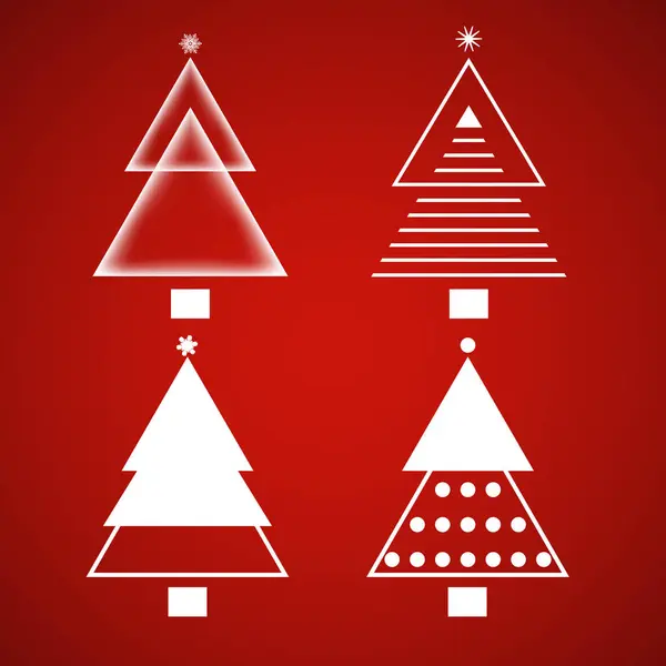 スタイリッシュな幾何学的なクリスマスツリーセット ストックベクター