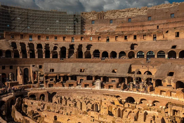 Het Romeinse Colosseum Rome Italië Grootste Gladiatorenarena Ter Wereld Stockfoto