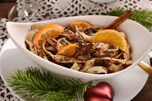 Sobremesa Polonesa Tradicional Para Macarrão Natal Com Sementes Papoula — Fotografia de Stock