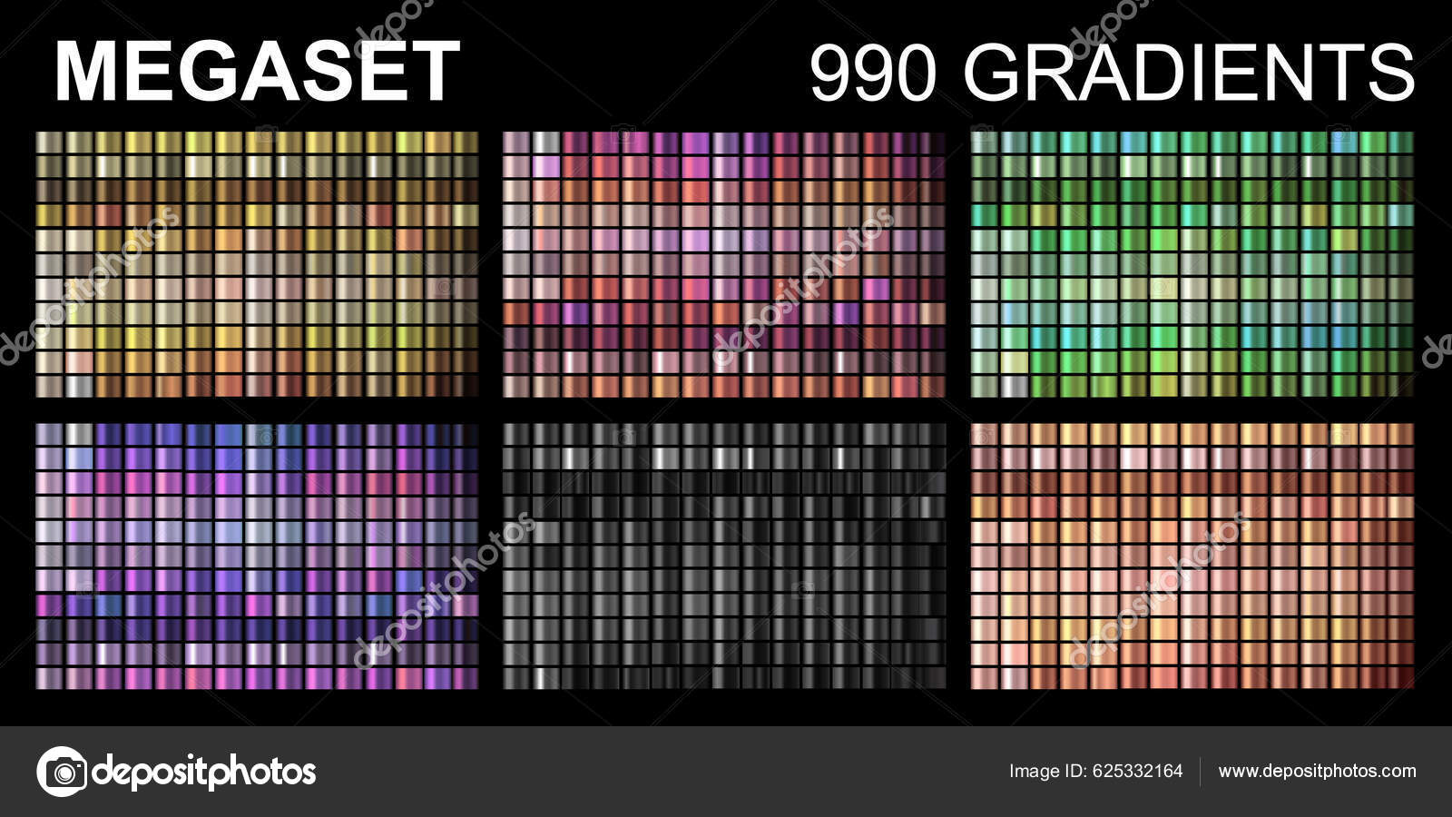 金属グラデーションのグラデーションベクトルセット光沢のある明るい色の背景 ベクトルグラデーションはカバーデザインを監視します クロム ピンク  ターコイズ色 ストックベクター ©Juksik 625332164