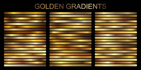 Conjunto Vetor Gradiente Metálico Ouro Bronze Prata Cromo Modelo Textura — Vetor de Stock