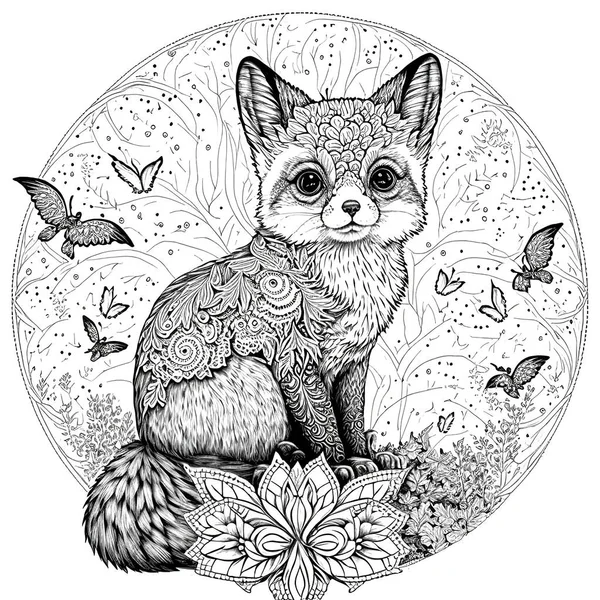 Drawings of mandalas with figures of jungle animals to color