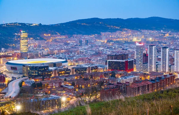 Nightfall Great Bilbao City Bizkaia Basque Country Spain — Stock Photo, Image