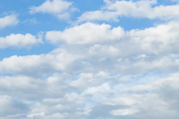 Piękne Niebieskie Tło Nieba Malutkimi Białymi Chmurami Prawdziwe Zdjęcia — Zdjęcie stockowe