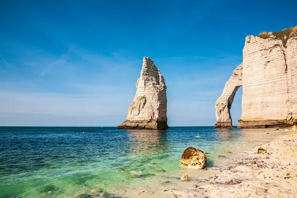Słynne Klify Etretacie Plaży Zdjęcia Francji — Zdjęcie stockowe