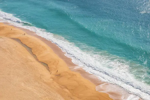Aerial View Sandy Beach Nazar Portugal Stok Fotoğraf