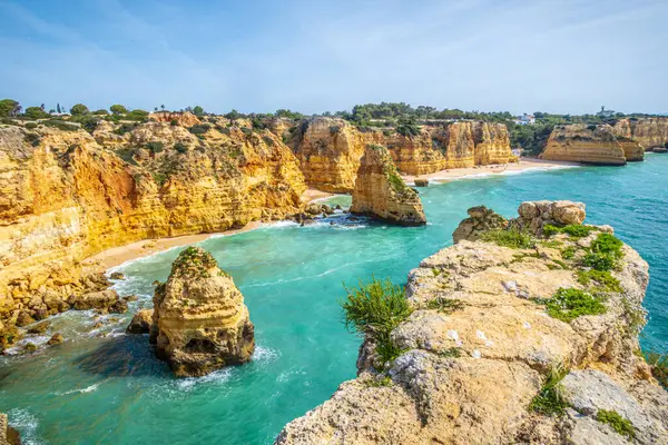 Spectacular Cliffs Beach Photographed Praia Marinha Benagil Algarve Portugal — Stock Photo, Image