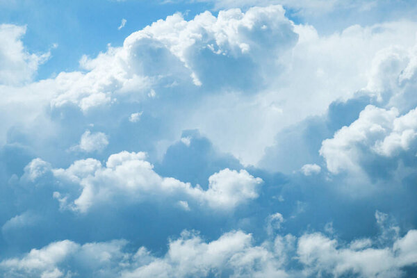 Outstanding sky with white fluffy clouds, natural photography background taken in France