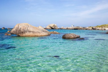 Kerlouan coast with Pontusval lighthouse photographed in northern Brittany, France clipart