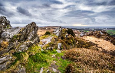 Britanya, Roch Trevezel, Monts d 'Arree, Fransa' nın en yüksek noktasından muhteşem bozkırlar ve tepeler manzarası