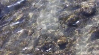 clear water of mountain creek, slow motion high angle closeup full-frame view.