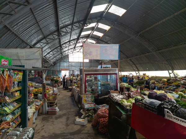 Mercado Verduras Hangar Cholpon Ata Kirguistán Julio 2023 — Foto de Stock