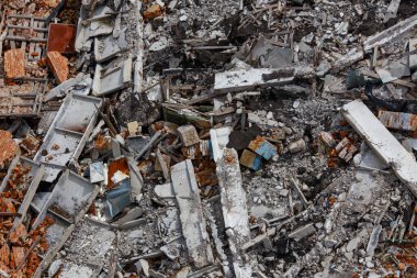 moloz yığını, tam kare yüksek açı görünümü.