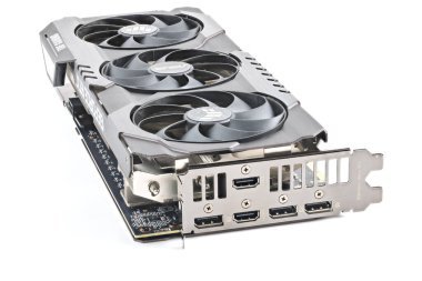 NVIDIA RTX 3060 OC 12G TUF Oyun kartı beyaz arkaplanda. Tula, Rusya - 26 Temmuz 2022