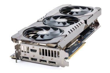 NVIDIA RTX 3060 OC 12G TUF Oyun kartı beyaz arkaplanda. Tula, Rusya - 26 Temmuz 2022