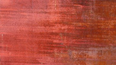 Paslı kırmızı boyanmış düz metal yüzey tam çerçeve arkaplan ve doku.