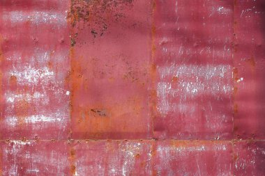 Paslı kırmızı boyanmış düz metal yüzey tam çerçeve arkaplan ve doku.