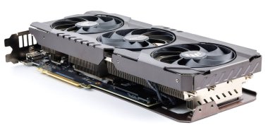 NVIDIA RTX 3060 OC 12G TUF Oyun kartı beyaz arkaplanda. Tula, Rusya - 26 Temmuz 2022