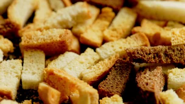 Düz Yüzey Üzerinde Yapımı Beyaz Ekmek Ekmeği Tam Kare Yakın — Stok video