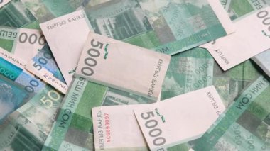 5.000 Kırgızistan Som banknotunun döner arkaplanı, tam kare döngüsel arkaplan
