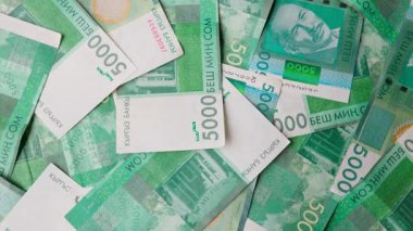 5000 Kırgızistan Som banknotunun döner arkaplanı, tam çerçeve arkaplan
