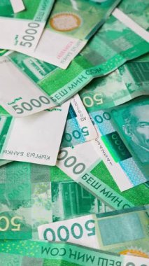 5000 Kırgızistan Som banknotunun döner arkaplanı, tam çerçeve arkaplan