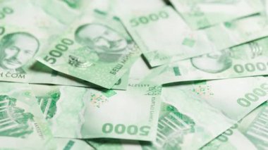 Yeni 5000 Kırgızistan Som banknotunun döner arkaplanı, tam kare döngüsel arkaplan
