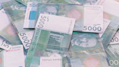 5.000 Kırgızistan Som banknotunun döner arkaplanı, tam kare döngüsel arkaplan