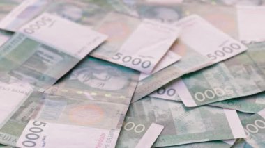5.000 Kırgızistan Som banknotunun döner arkaplanı, tam kare döngüsel arkaplan