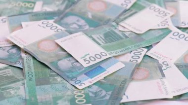 5.000 Kırgızistan Som banknotunun döner arkaplanı, tam kare döngüsel arkaplan