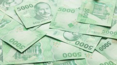 Yeni 5000 Kırgızistan Som banknotunun döner arkaplanı, tam kare döngüsel arkaplan