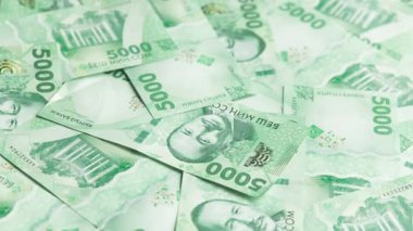 Yeni 5000 Kırgızistan Som banknotunun döner arkaplanı, tam kare döngüsel arkaplan